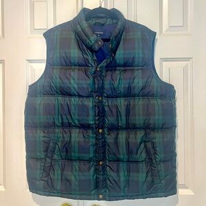 Mens  Land's End Blackwatch tartan puffer vest size XL